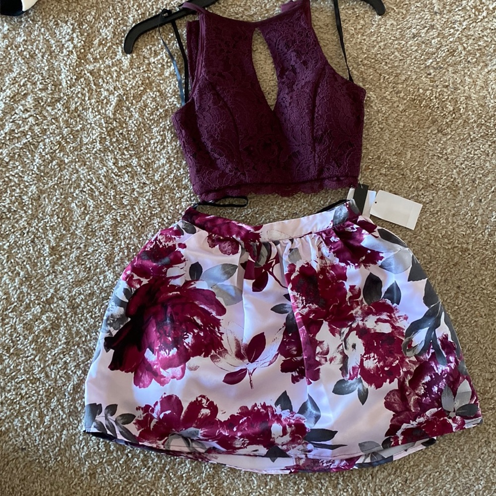 2 piece midriff flora special occasion dress!